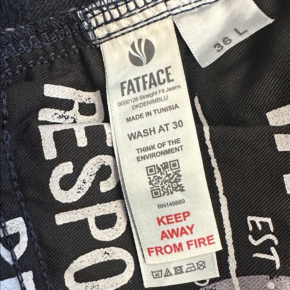 NWT FATFACE 36L Men's Dark Navy Blue Straight-Leg Jeans - Picture 9 of 10